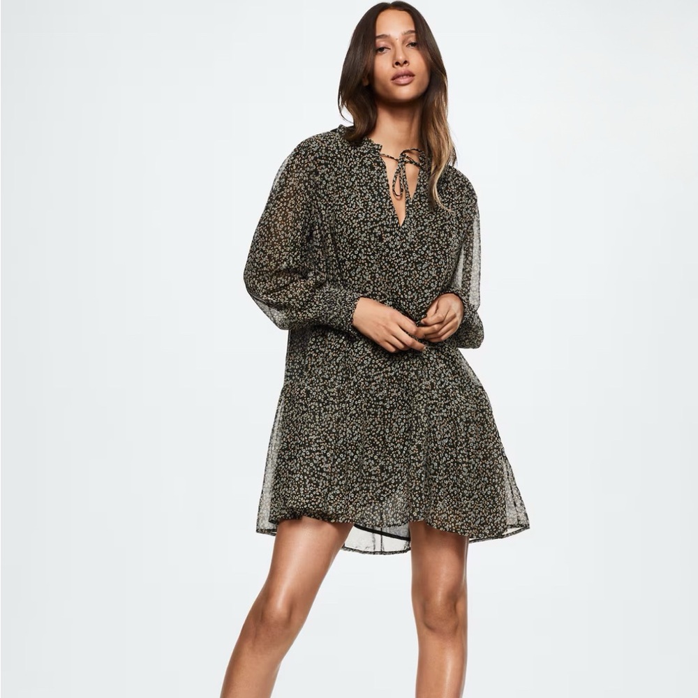 NWT Mango Floral ruffled dress